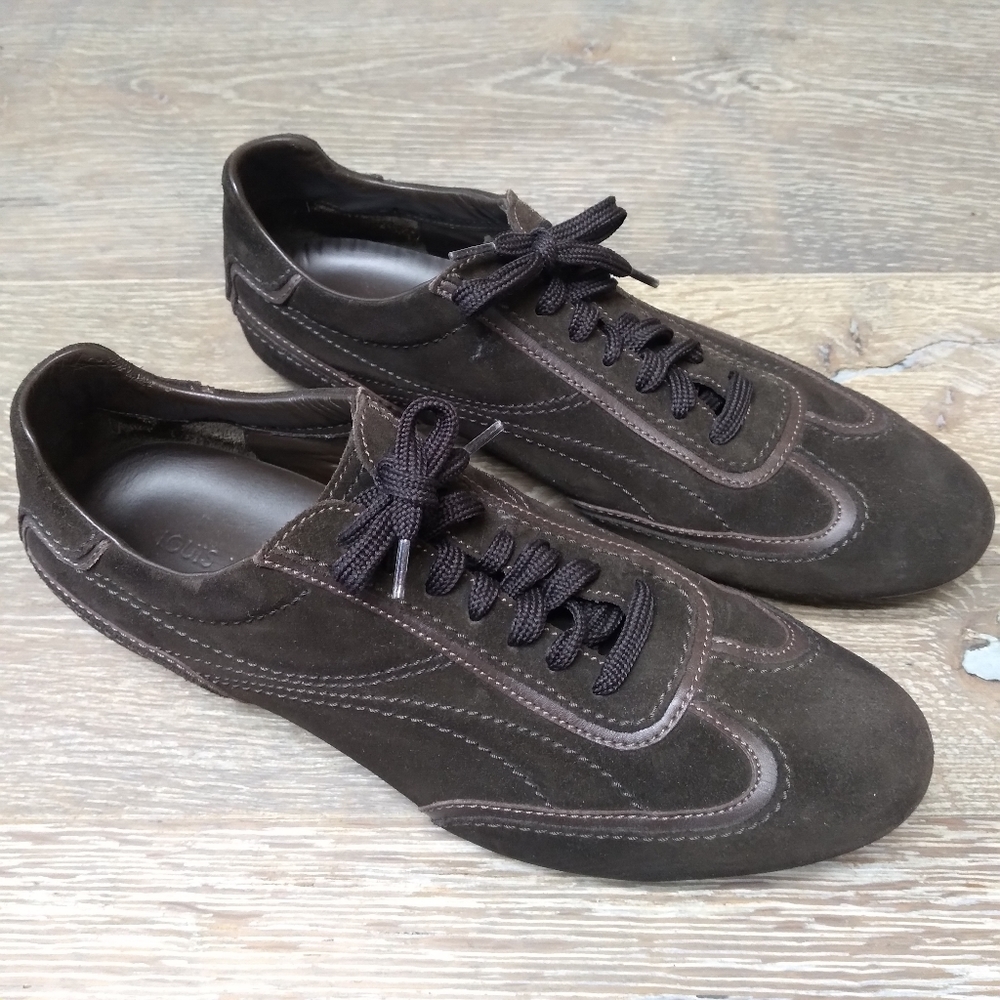 LOUIS VUITTON Brown Suede Leather Sneaker Trainer Shoes Mens SZ 9